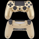 Control alámbrico DoubleShock 4 dorado para PlayStation 4, diseño ergonómico y botones de precisión.