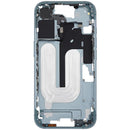 Chasis medio iPhone 16 color teal con botones power y volumen, repuesto A3204/A3206 para reparación.