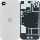 Tapa trasera original iPhone 17e blanco con cristal brillante, logotipo Apple y compatibilidad MagSafe para reparación.