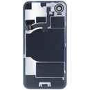 Tapa trasera negra iPhone 16e con MagSafe, NFC y flex de linterna, pieza de repuesto original Apple.
