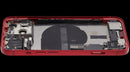 Tapa trasera roja para iPhone 13 con puerto de carga y pequeñas piezas, usada OEM Pull Grade B.