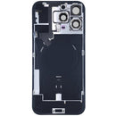 Tapa trasera con placa de acero con carga inalámbrica NFC MagSafe y flex de linterna compatible para iPhone 16 Pro Max (Original OEM) (Negro Titanio)