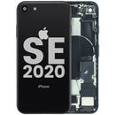 Tapa trasera negra OEM Grade C para iPhone SE 2020 (A2275, A2296) con puerto de carga preinstalado.