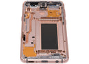 Pantalla OLED Samsung Galaxy S9 Sunrise Gold con marco, repuesto para reparación de display roto.