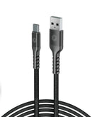 Cargador de pared PowerPeak negro de 18W con cable USB a C de 6 pies para carga rápida de dispositivos.