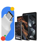 Adaptador USB a USB-C Google Pixel blanco original, compacto y duradero para carga y datos.