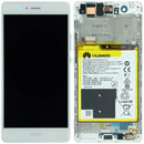 Pantalla LCD blanca con marco para Huawei P9 Lite VNS-L21, ideal para reparación de display.