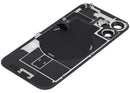 Tapa trasera iPhone 17 Mist Blue usada con MagSafe, NFC y flex de linterna, ideal para reparación.