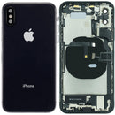 Tapa trasera Space Gray para iPhone XS (A1920, A2097) con puerto de carga y componentes preinstalados, grado B OEM.