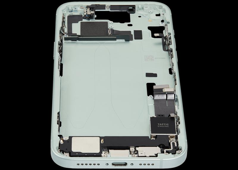 Compra al por mayor en Guatemala la carcasa media con puerto de carga flex para iPhone 15 Plus en color verde, perfecta para tus reparaciones de iPhone.