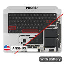 Tapa superior original plateada de MacBook Pro 16 A2991 2023 con batería y teclado ANSI US.