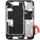 Chasis medio iPhone 16 Pro titanio negro con botones de encendido y volumen, repuesto Aftermarket Plus.