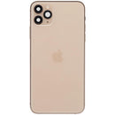 Tapa trasera dorada usada para iPhone 11 Pro Max A2161, A2218, A2220 con puerto de carga y piezas pequeñas.