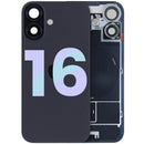 Tapa trasera con placa de acero con carga inalambrica NFC MagSafe y flex de linterna compatible para iPhone 16 (original) (Negro)