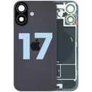 Tapa trasera original iPhone 17 negra con logo Apple, compatible MagSafe y NFC, ideal para reparación de back cover.