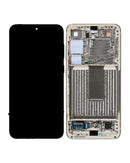 Pantalla Samsung Galaxy S23 5G usada color crema, display LCD y frente para reparación de pantalla rota, modelo SM-S911U.