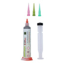 Pasta de soldar Amtech Sn42/Bi58 LF-4300 de 35g en jeringa, ideal para reparaciones electrónicas.