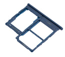 Reemplazo de bandeja doble SIM azul para Samsung Galaxy A01 Core disponible en Guatemala.