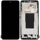 Pantalla AMOLED refurbished negra con marco para Xiaomi 12T, 12T Pro, y Redmi K50 Ultra, lista para reemplazar display roto.