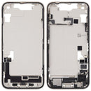 Chasis medio iPhone 14 Starlight (A2649, A2881) con puerto de carga flex y piezas pequeñas, usado para reparación.
