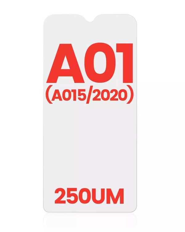 Compra al por mayor en Guatemala un paquete de 10 OCA compatibles de 250um para Samsung Galaxy A01 (A015 / 2020) para reparar pantallas de forma económica y eficiente.