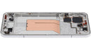 Pantalla OLED plateada con marco para Xiaomi 14 Pro, pieza de repuesto refurbished, ideal para reparación de display.