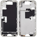 Chasis blanco titanio para iPhone 16 Pro Max, con botones de encendido y volumen. Repuesto A3084.