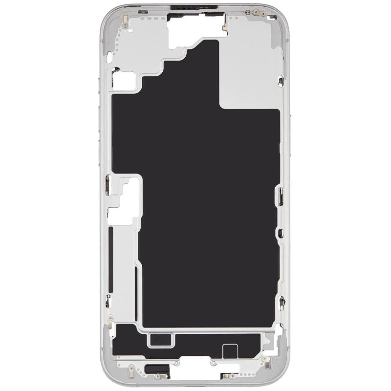 Marco medio con botones de encendido y volumen para iPhone 16 Plus en Guatemala, OEM usado de Grado A, blanco.
