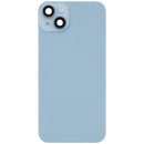 Tapa trasera azul iPhone 14 Plus con MagSafe y NFC inalámbrico, lista para reparación.