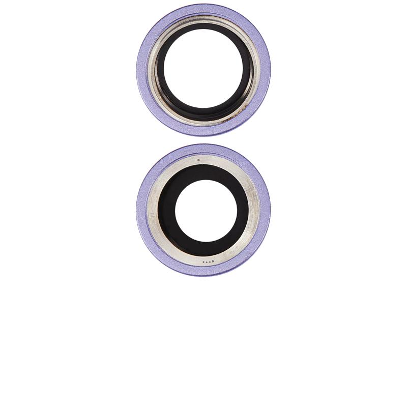 Lente de camara trasera con soporte y bisel para iPhone 12 / 12 Mini (Morado) (Zafiro Real / Premium)