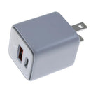 Adaptador de pared AmpSentrix Pro 30W GaN titanio natural, 2-en-1 USB-C y USB-A, para carga rápida.