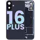Tapa trasera con placa de acero con carga inalambrica NFC MagSafe y flex de linterna compatible para iPhone 16 Plus (original) (Negro)