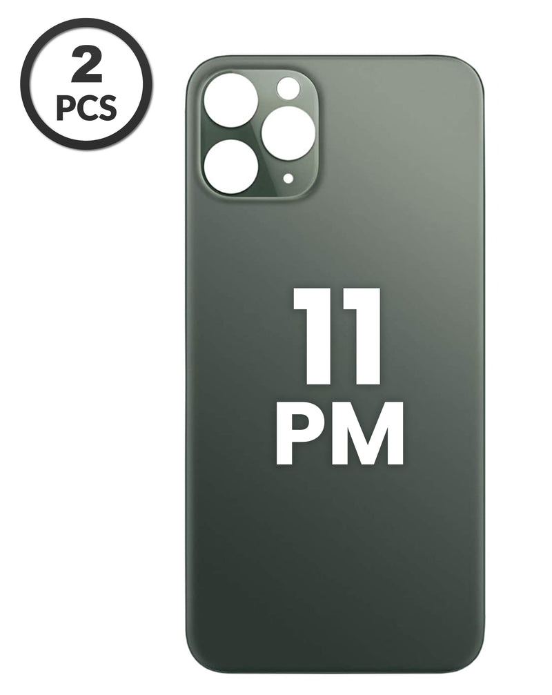 Tapa trasera iPhone 11 Pro Max de color Midnight Green con orificio de cámara mayor, disponible en Guatemala para reparaciones.