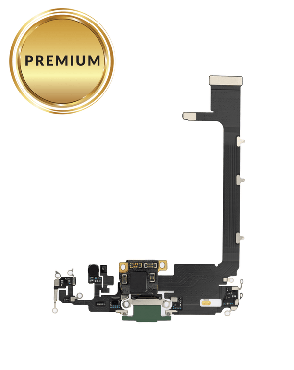 Reparación de puerto de carga para iPhone 11 Pro Max en Guatemala, con servicio premium y etiquetas de Cable flex.