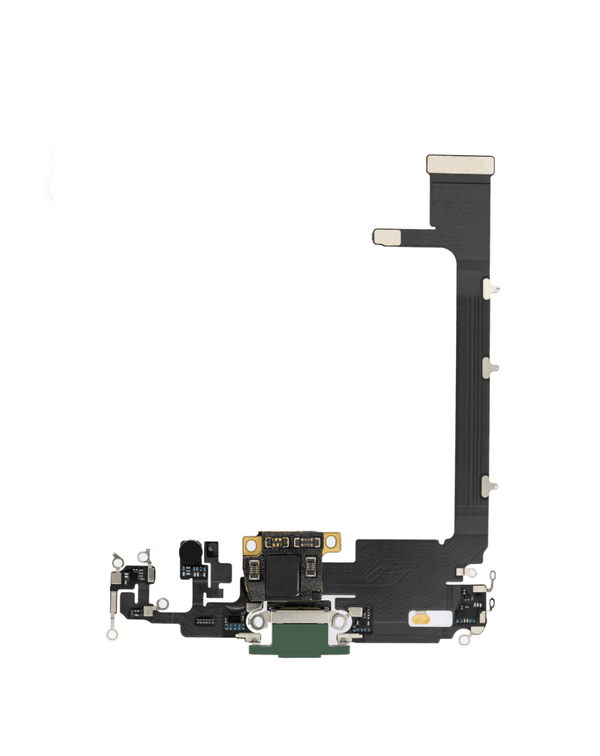 Reparación de puerto de carga con cable flex y soldadura de daughter board para iPhone 11 Pro Max en Guatemala.