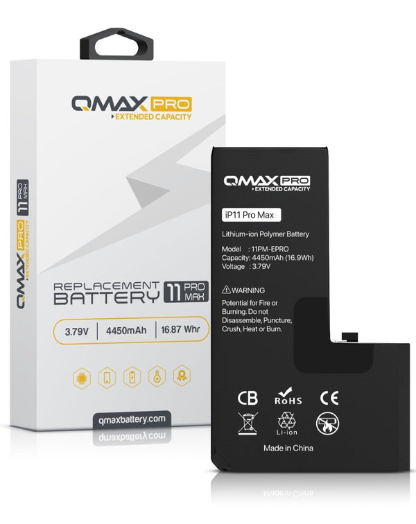 Reparación de batería QMAX Pro Extended Capacity para iPhone 11 Pro Max en Guatemala.