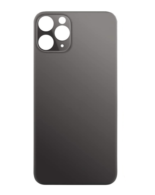 Tapa trasera con agujero de cámara más grande para iPhone 11 Pro en Space Gray disponible en Guatemala para reparaciones.
