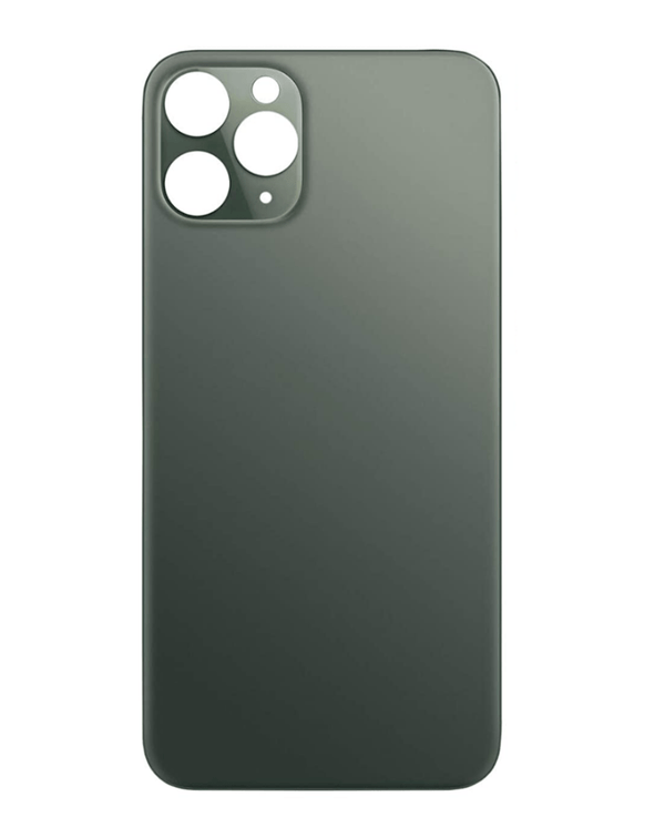 Tapa trasera de vidrio con agujero de cámara más grande para iPhone 11 Pro en color Midnight Green en Guatemala.