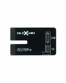 Tester DLZ S800 para flex cables de iPhone 12 Pro disponible en Guatemala para reparaciones con etiquetas BajoPPLCD y alta calidad.