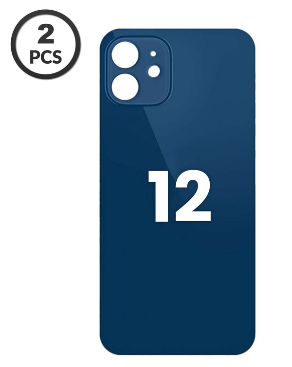 Tapa trasera iPhone 12 Azul con orificio de cámara más grande disponible en Guatemala para reparaciones.
