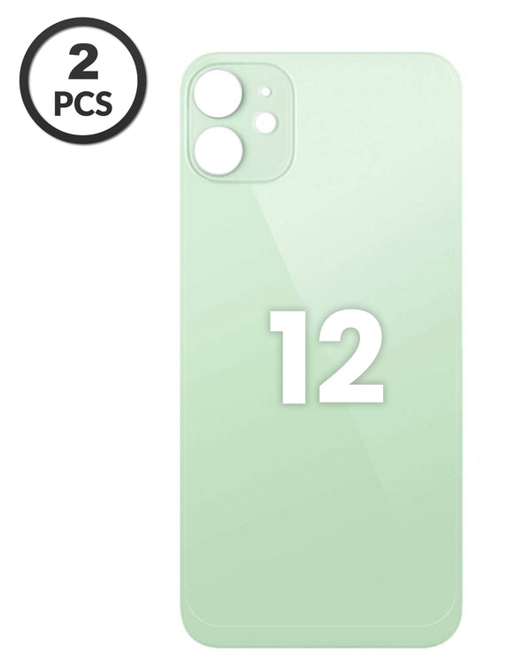 Encuentra tapas traseras con orificio de cámara más grande para iPhone 12 en Guatemala en este pack de 2 unidades en color verde.