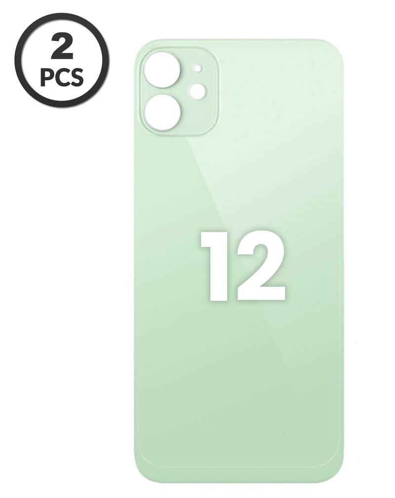 Encuentra tapas traseras con orificio de cámara más grande para iPhone 12 en Guatemala en este pack de 2 unidades en color verde.