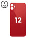 Tapa trasera roja para iPhone 12 con agujero de cámara más grande disponible en Guatemala para reparaciones.