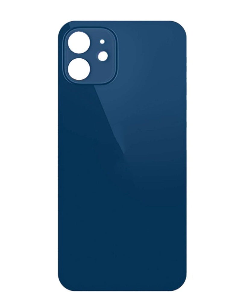 Tapa trasera con orificio más grande para cámara iPhone 12 (AZUL) en Guatemala, disponible en mayoristas de componentes de iPhone y talleres de reparaciones.