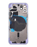 Tapa trasera iPhone 12 con componentes pequeños preinstalados en color morado disponible en Guatemala.
