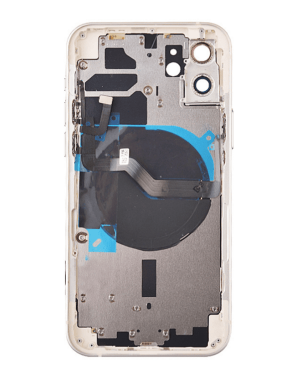 Encuentra tapas traseras con componentes preinstalados para iPhone 12 en Guatemala, ideal para reparaciones en talleres especializados.