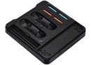 Base de carga multifuncional KJH para Nintendo Switch 2, con ranuras para juegos y soporte para mandos.