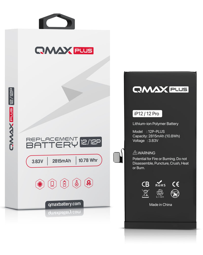 Compra la batería QMAX Plus para iPhone 12/12 Pro en Guatemala, mejorada y de alta calidad.