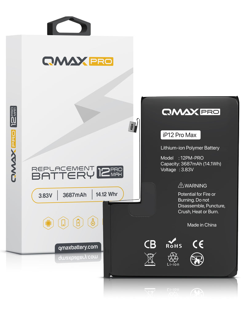 ¡Encuentra la batería QMAX Pro de 3687 mAH para iPhone 12 Pro Max en Guatemala con los mejores precios al mayorista!