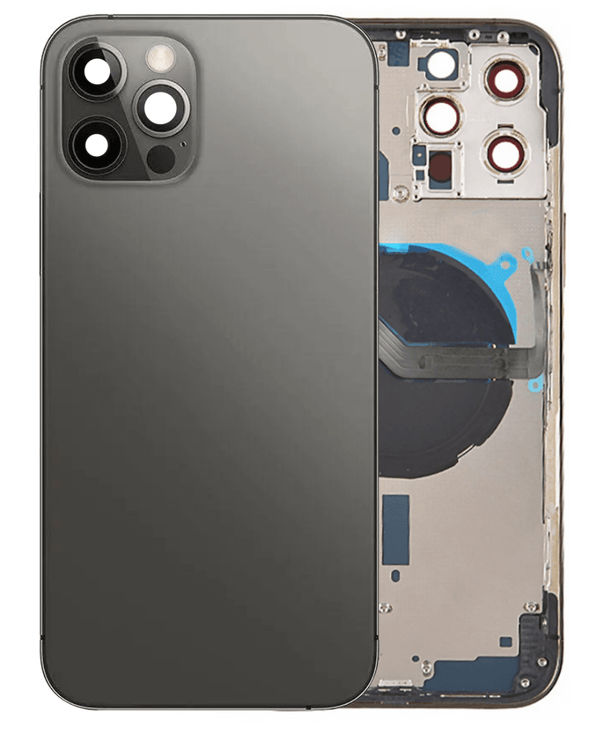 Compra la tapa trasera con componentes pequeños preinstalados para iPhone 12 Pro Max en Guatemala a un precio accesible.